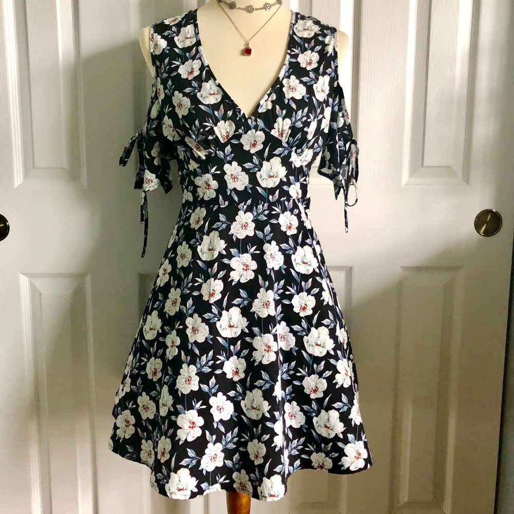 ASOS floral cold shoulder midi dress